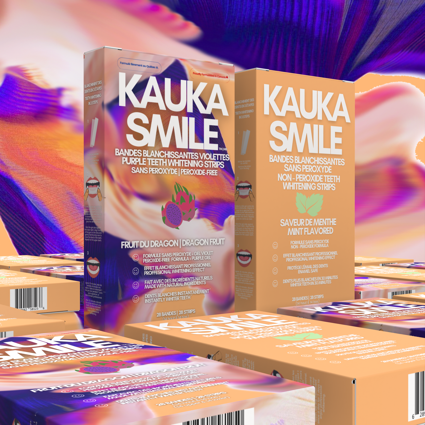 Multi-Strips Pack: 1 Pack of Transparent Strips + 1 Pack of Purple Strips